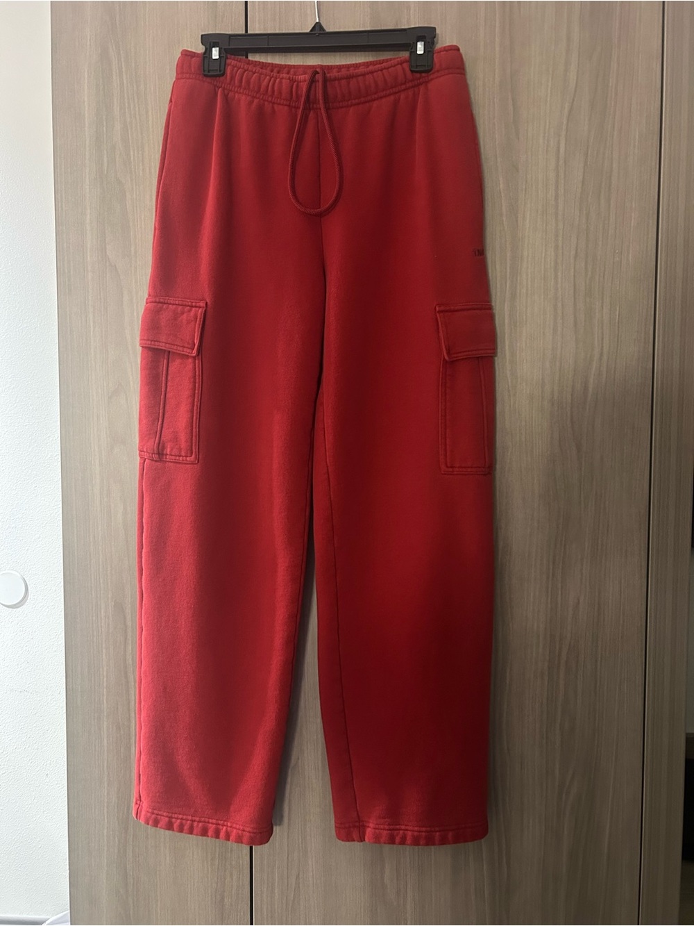 TNA Women's Red Cargo Sweatpants with Flap Pockets